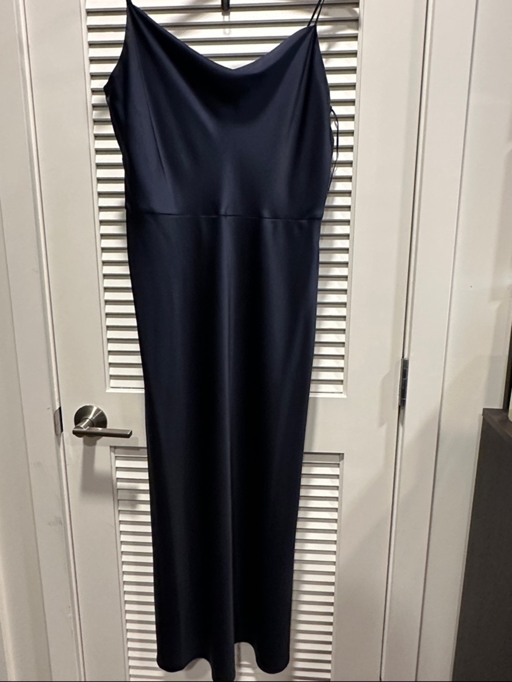 Satin Slip Maxi Dress in Navy